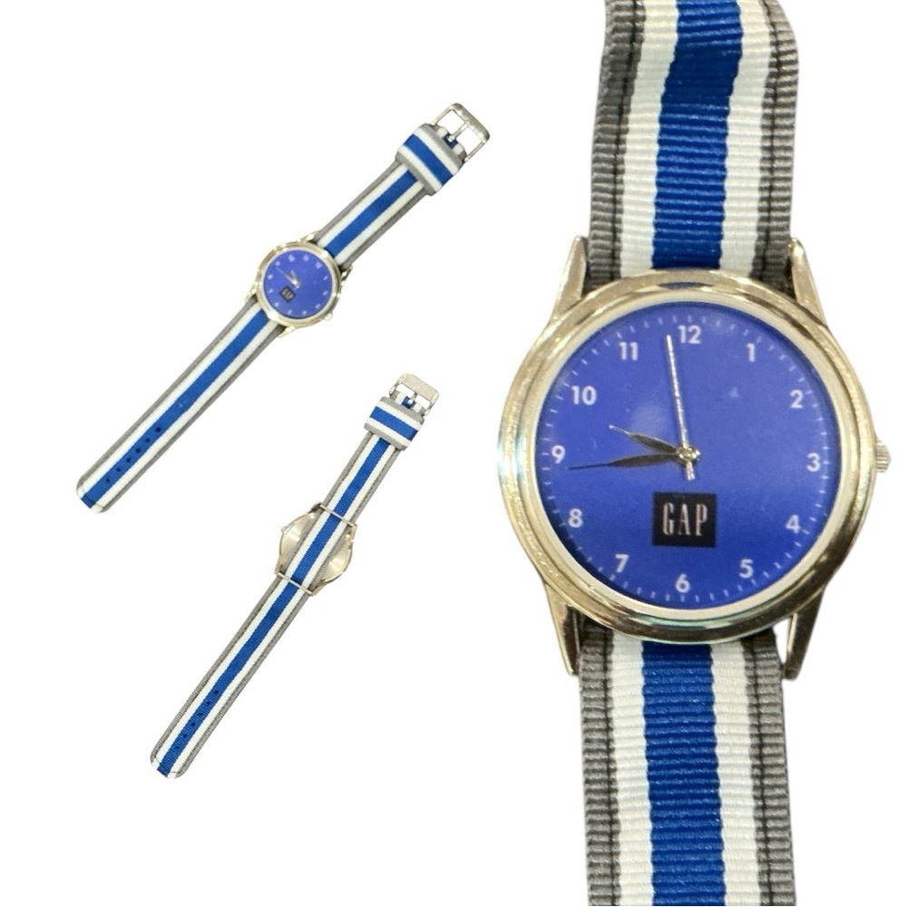Blue and Gold Smartwatch with Interchangeable Straps